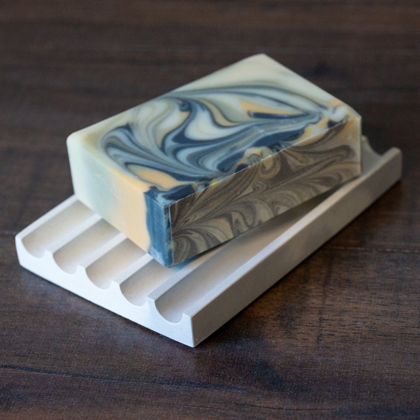 Concrete Soap Dish // Gray & White